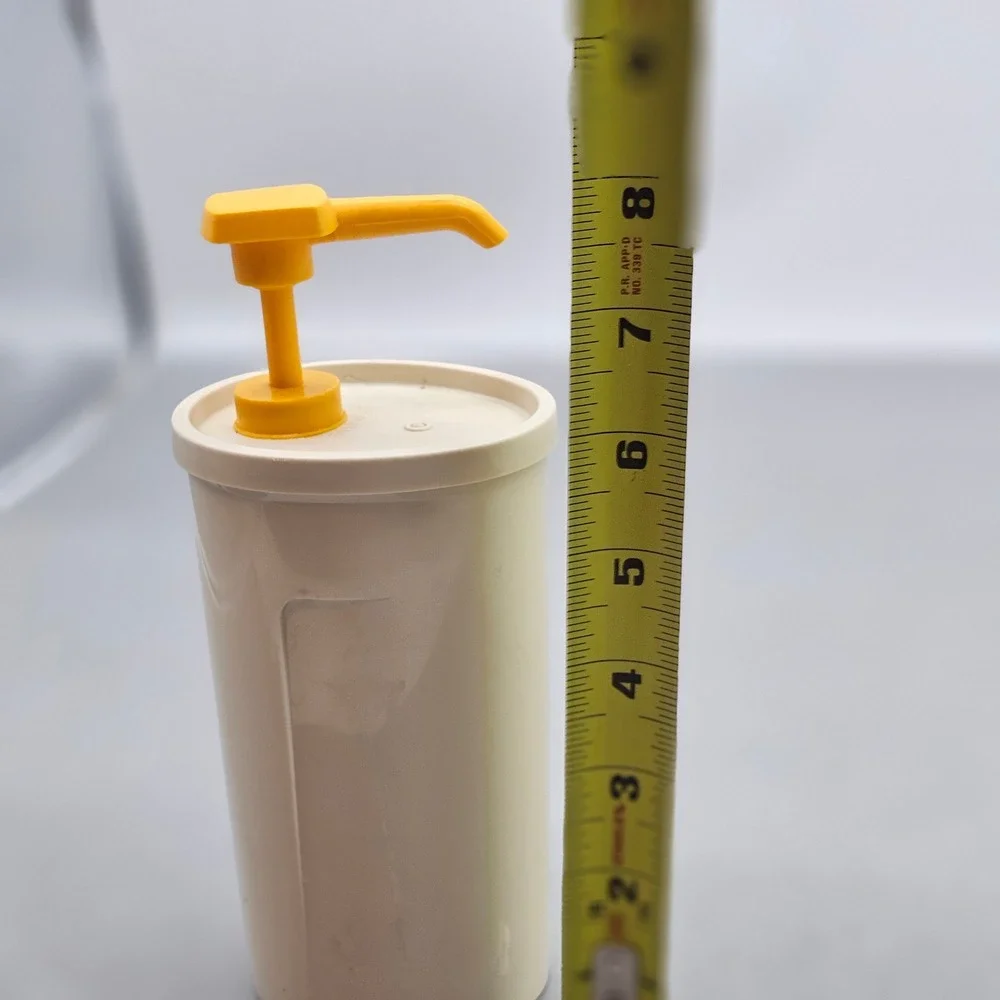 Vintage Tupperware Almond Syrup Honey Dispenser Yellow Pump 640-22 Made in USA
